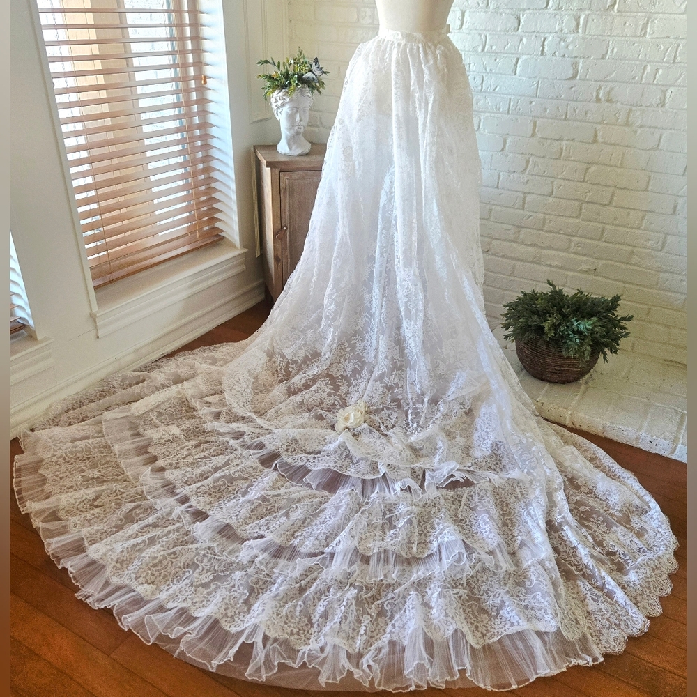JUNE SPECIAL True Vtg 1950s Lace Wedding Skirt, Flower, Pristine, Separates